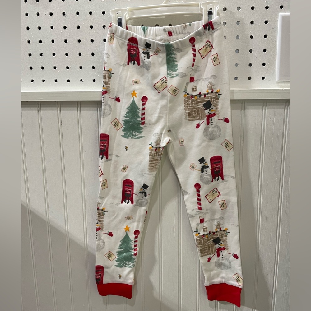 Burt's Bees organic cotton pajama bottoms snowman north pole - NEW